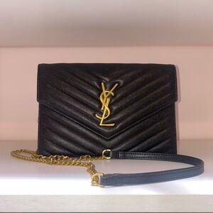Cassandre Yves Saint Laurent envelope chain bag, black